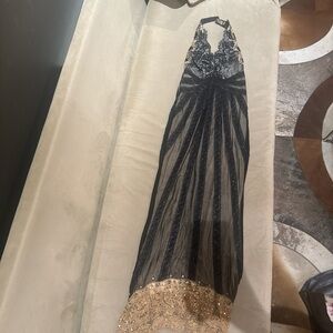 Mandalay Elegant Black and Gold Lace Dress authentic